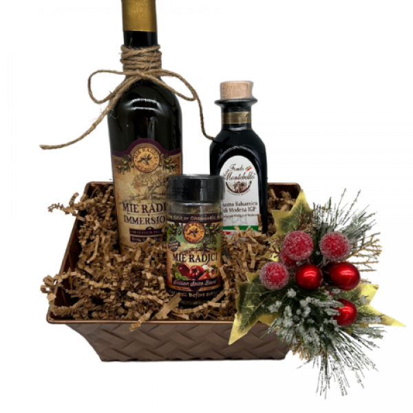 Bello Gift Pack with: 1- 500ml Immersione,1-Italy Balsamic, 1- Sicilian Spice in Metal Basket NO Dish