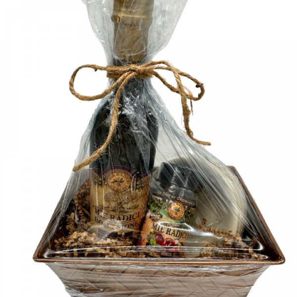 Paesano Gift Pack with: 1- 500 ml Immersione, 1- Sicilian Spice and 4-Bone Dish Set in Metal Basket